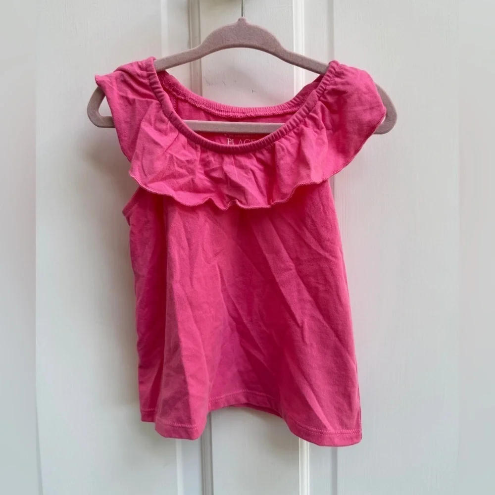 NWOT The Children's Place 2T Girls Pink Ruffle Short Sleeve Blouse Top